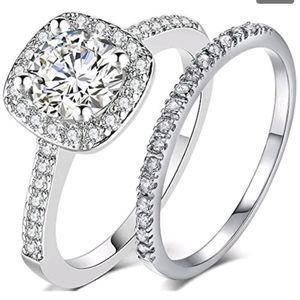 New cz silver ring set